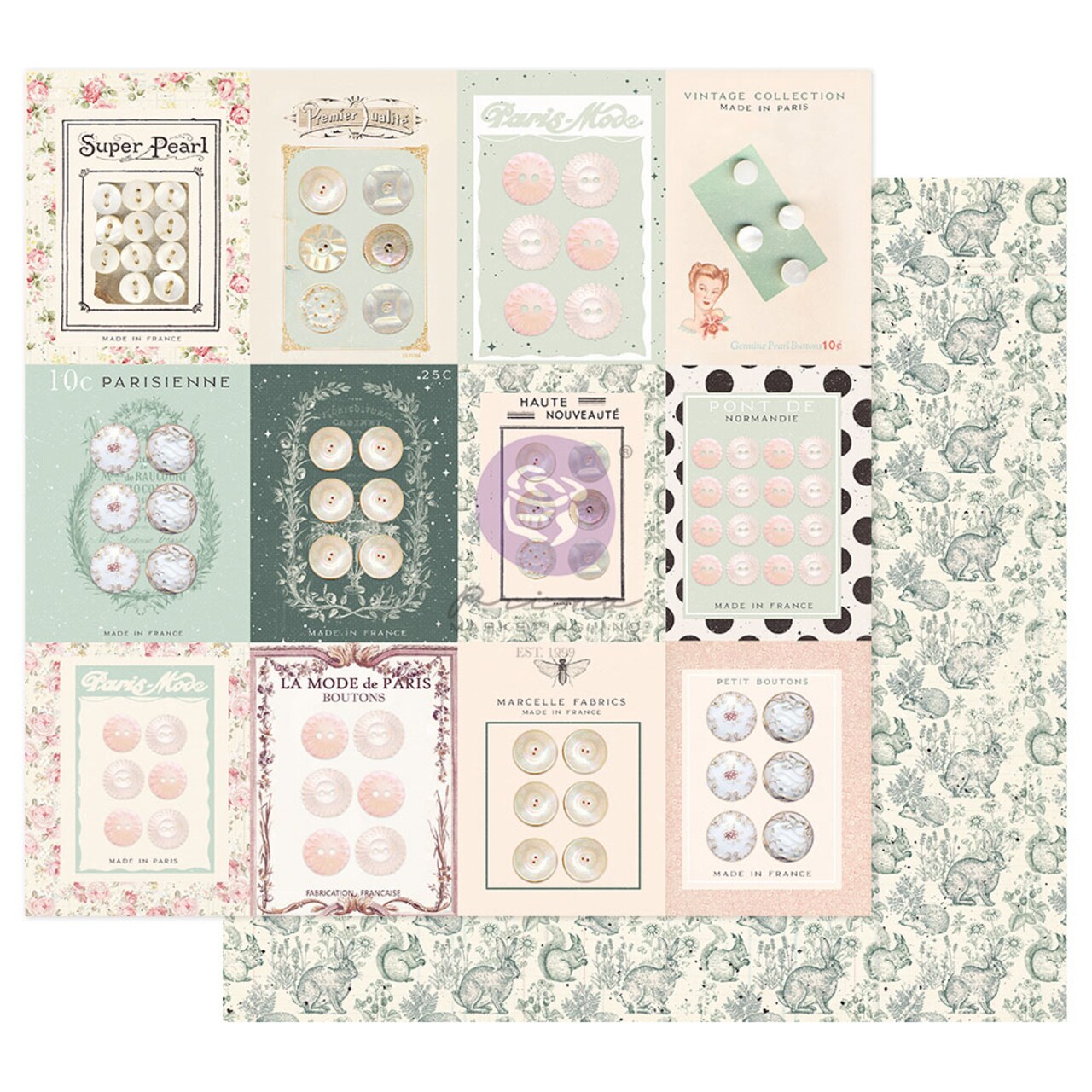 Prima Marketing Inc My Sweet Collection 12x12 Sheet - Partisan Buttons - W/ Foil Details 655350996901 (10 SHEETS)